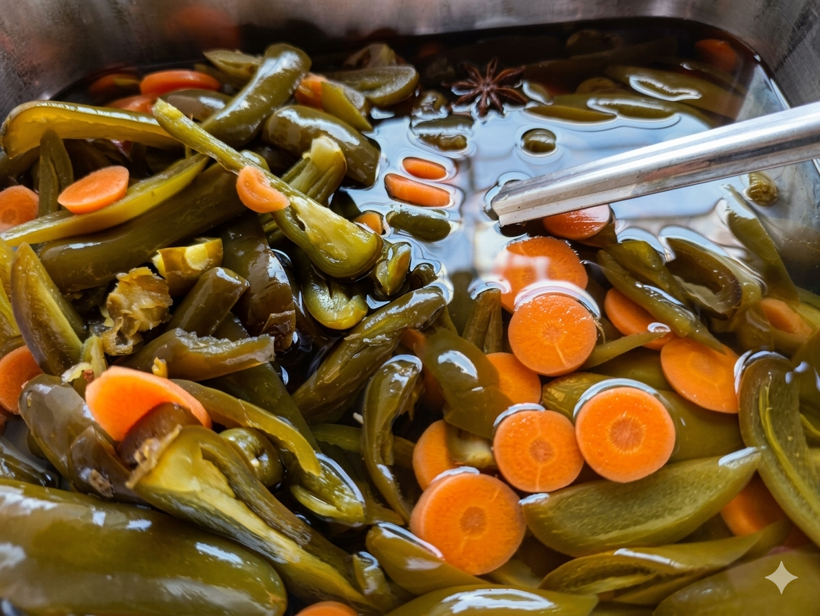 Jalapeños en escabeche con zanahoria