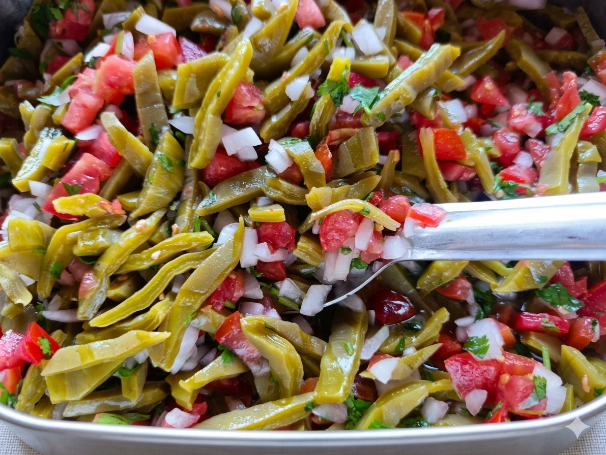 Ensalada de nopales con tomate, cebolla y cilantro